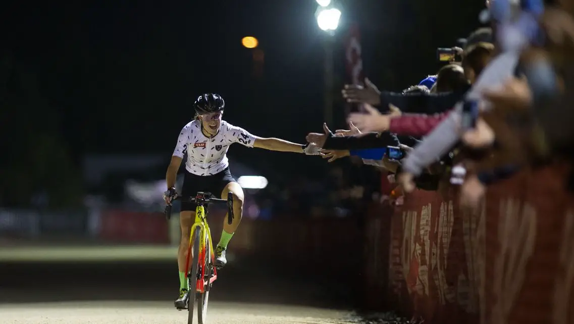 Rochette remains undefeated this season with her C1 win at the 2018 Reno Cross women's race. © J. Silva / Cyclocross Magazine