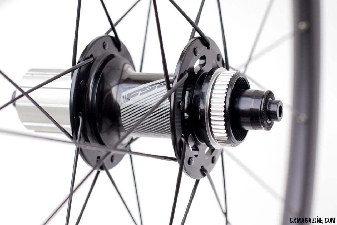 Axle camps allow the wheels to be converted between 12 and 15mm thru-axles and quick release. FSA NS Alloy Wheelset. © Cyclocross Magazine / C. Lee