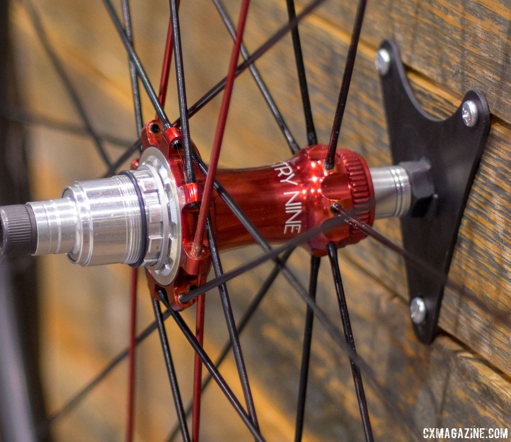 TRA hubs are designed for straight-pull spokes that thread into the hub. 2018 Interbike. © Eric Takayama / Cyclocross Magazine
