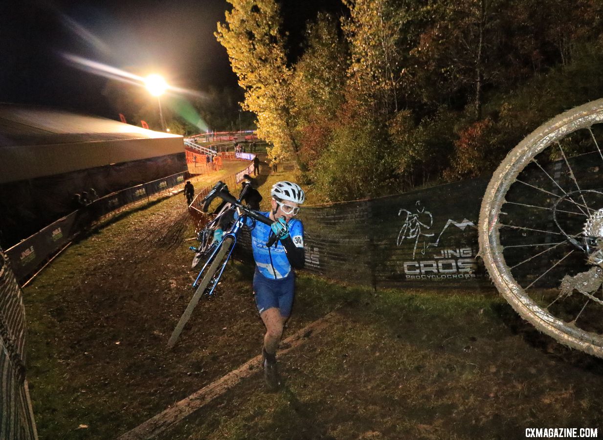 Ben Gomez Villafane makes his pro UCI debut, and finishes with a point in 10th. 2018 Jingle Cross Day 1 Men. © D. Mable/ Cyclocross Magazine
