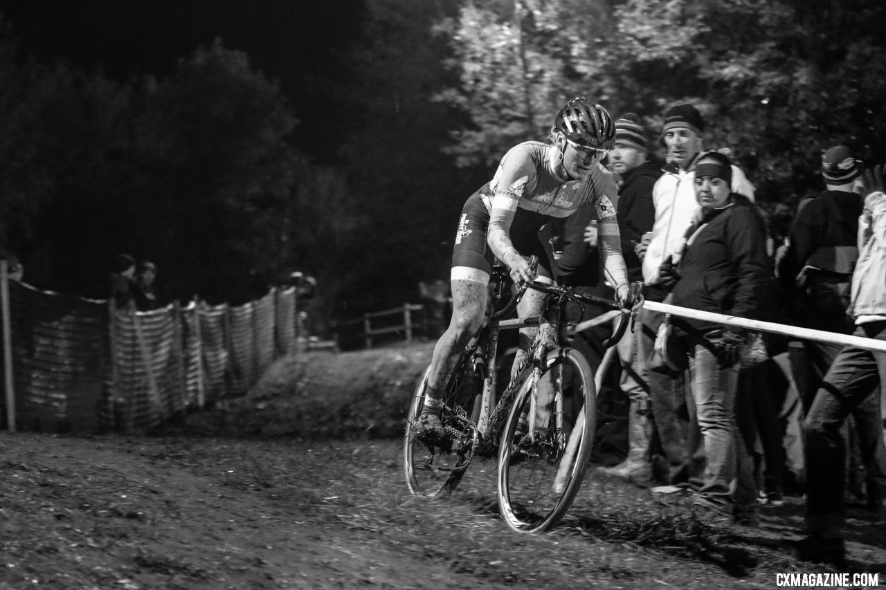 Lily Williams led when Wyman had a mechanical and continued to chase for a second place. 2018 Jingle Cross Day 1. © D. Mable/ Cyclocross Magazine