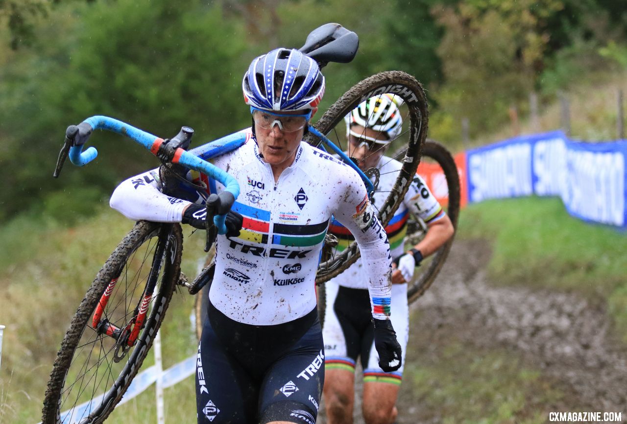 Katie Compton chased inside the top ten before fading. 2018 Jingle Cross World Cup. © D. Mable / Cyclocross Magazine