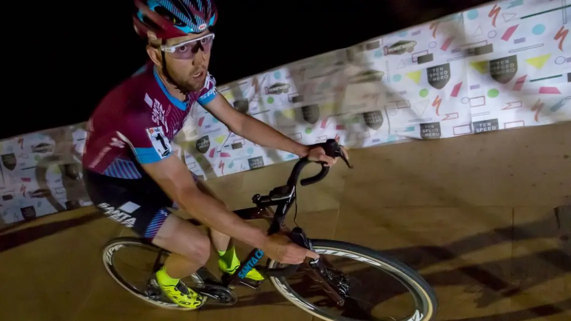 Tobin Ortenblad sat in the lead group but got held up by a late-race crash ahead of him. 2018 RenoCross men's race. © A. Yee / Cyclocross Magazine