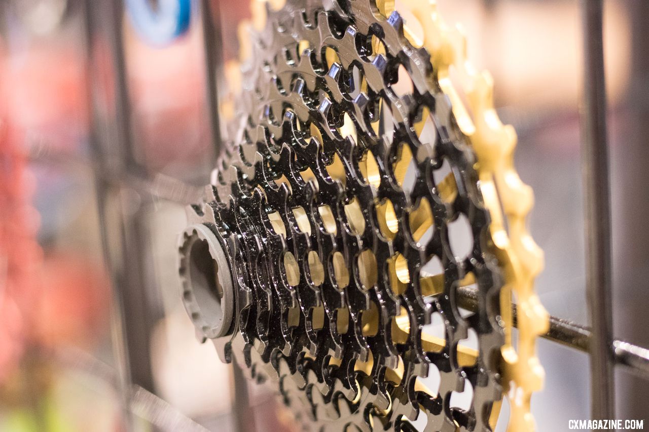 The Italian Leonardi Factory a 9-36 XD cassette is made from a solid piece of steel, with the exception of the alloy 36t cog. It retails for around 300 Euros. 2018 Interbike new products. © Cyclocross Magazine