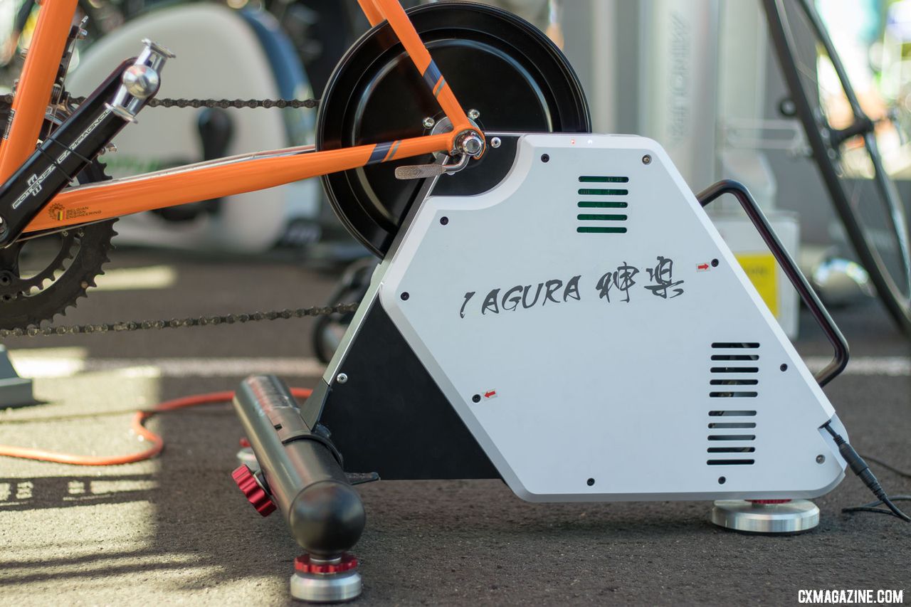 Minoura's Kagura SmartTurbo trainer packs a lot of power into its $900 package. 2018 Interbike new products. © Cyclocross Magazine