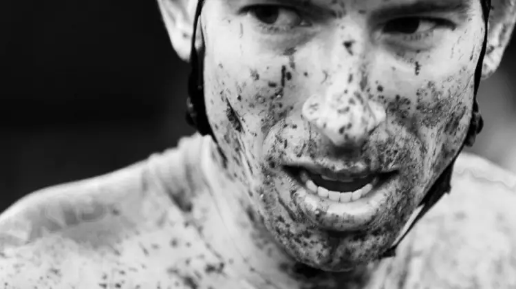 Kerry Werner raced hard both Saturday and Sunday and had the mud to show for it. 2018 Jingle Cross World Cup. © D. Mable / Cyclocross Magazine