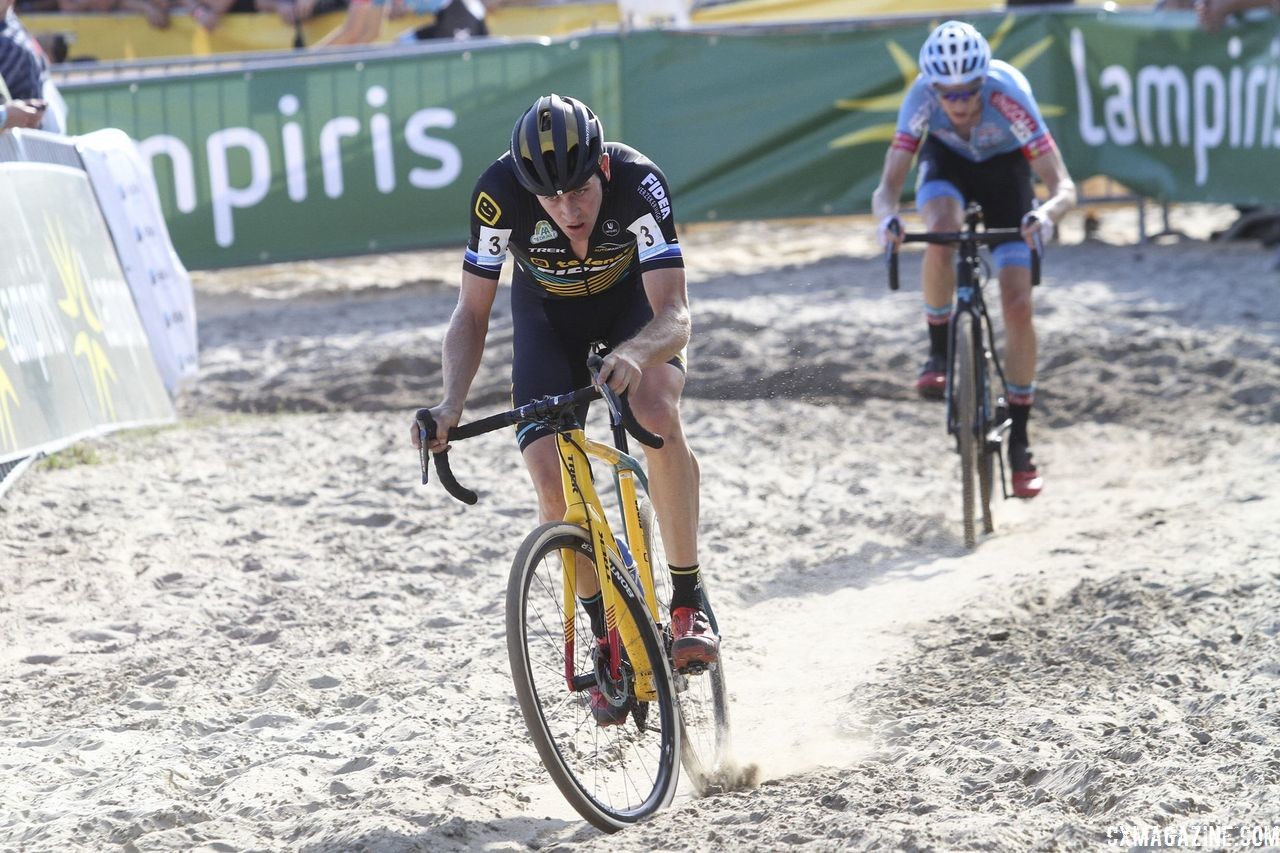 Toon Aerts had to battle back after a Lap 1 mistake. 2018 Superprestige Gieten. © B. Hazen / Cyclocross Magazine