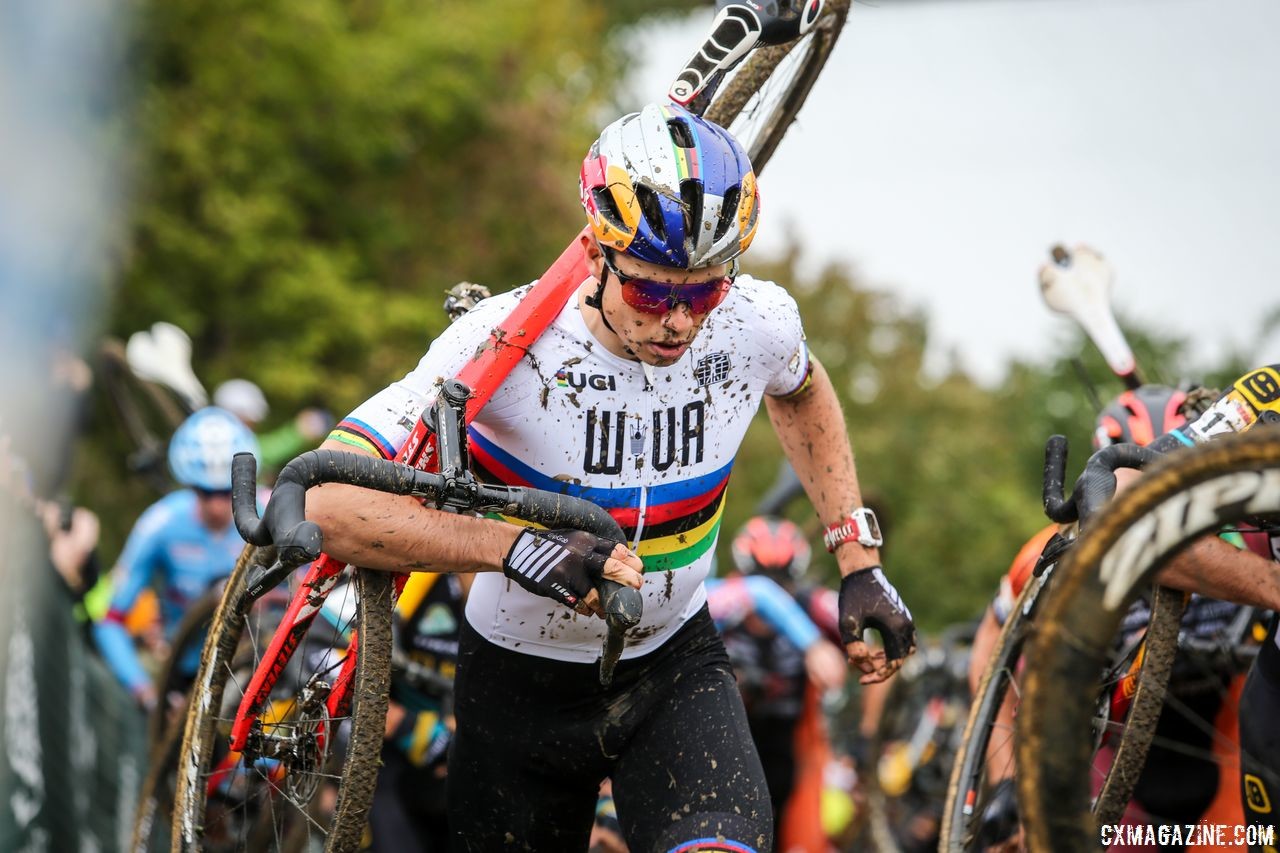 Wout van Aert raced under the letters WVA while his team in Europe looked for a team for him. 2018 Jingle Cross World Cup. © J. Corcoran / Cyclocross Magazine