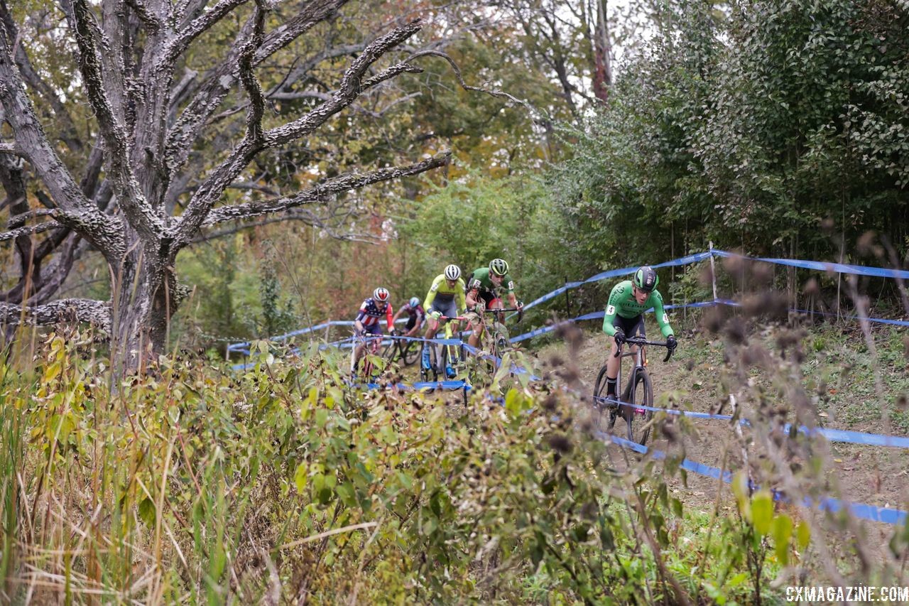 Gage Hecht leads the way early on. 2018 Cincinnati Cyclocross Day 2. © B. Buckley / Cyclocross Magazine