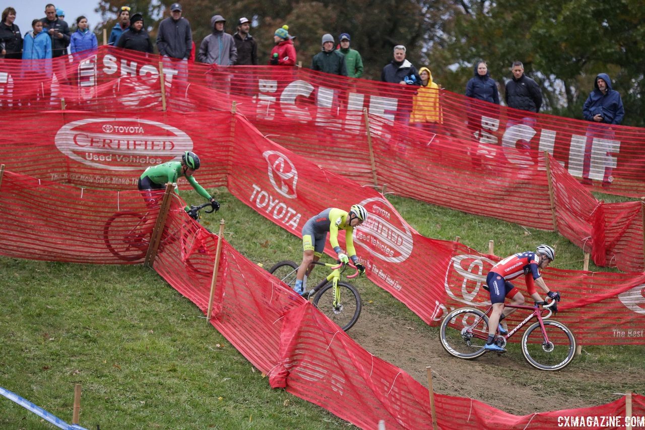 Hyde, Hecht and Werner got a gap on the field midway through the race. 2018 Cincinnati Cyclocross Day 2. © B. Buckley / Cyclocross Magazine