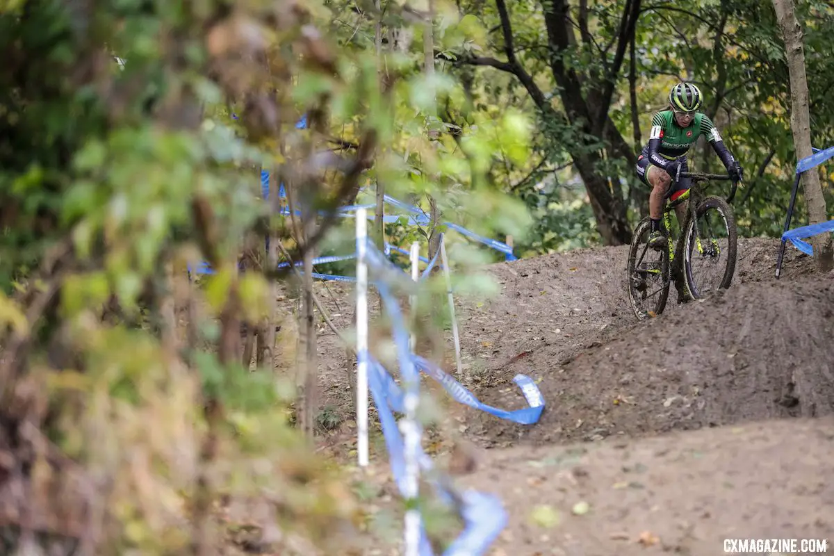 Keough slid her way to third at the 2018 Cincinnati UCI Cyclocross Day 1. Elite Men. © Bruce Buckley