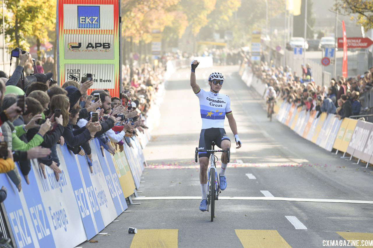 Mathieu van der Poel won his first World Cup of the season on Sunday. 2018 World Cup Bern. © E. Hausmesser / Cyclocross Magazine