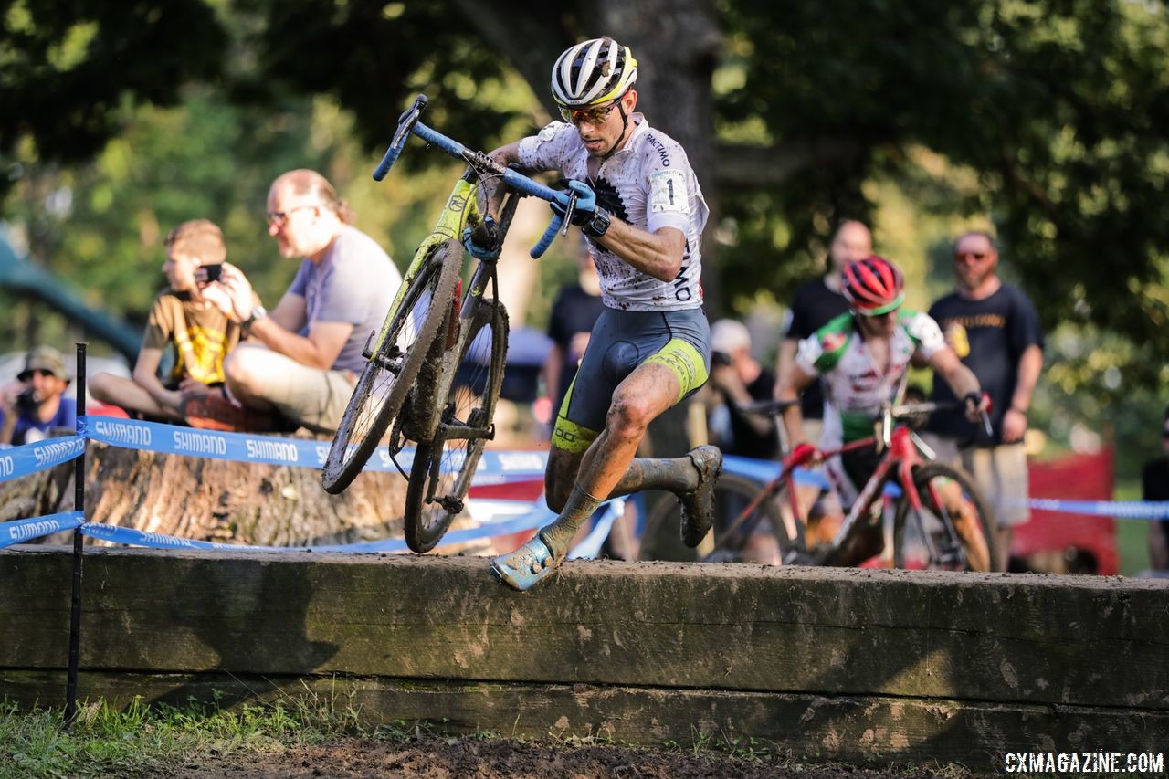 Kerry Werner hops over the high barriers. 2018 Charm City Cross Day 2. © B. Buckley