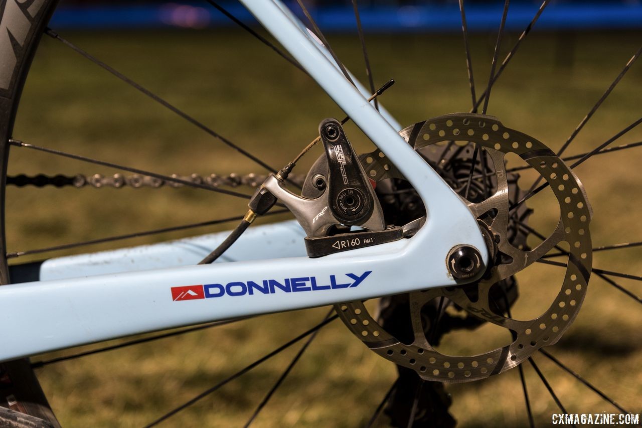 Haidet used TRP Spyre mechanical brakes, which is not something we see on pro bikes all that often these days. Lance Haidet's 2018 RenoCross Donnelly C//C Cyclocross Bike. © C. Lee / Cyclocross Magazine