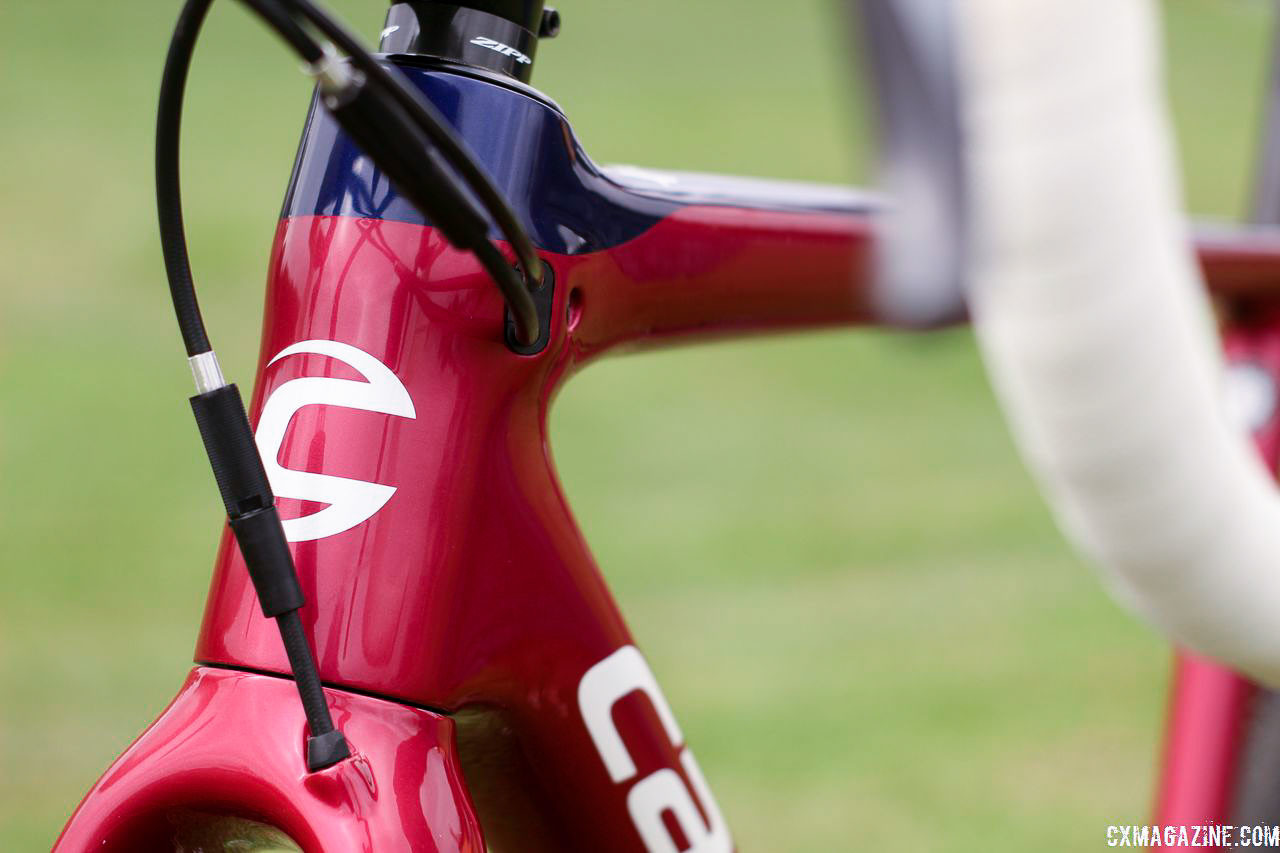 Both the carbon frame and fork have internal cable routing. Stephen Hyde's 2018/19 Cannondale SuperX Cyclocross Bikes. © Z. Schuster / Cyclocross Magazine