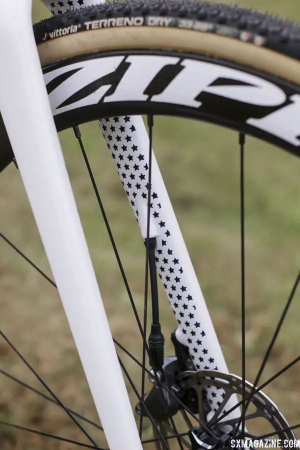 The carbon fork has internal cable routing. Stephen Hyde's 2018/19 Cannondale SuperX Cyclocross Bikes. © Z. Schuster / Cyclocross Magazine