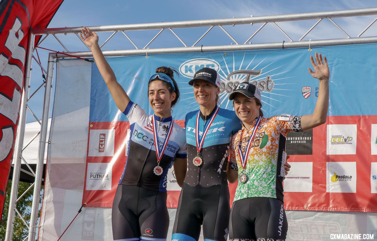 Elite women's podium. 2018 KMC CrossFest. photo: Eddie Medina