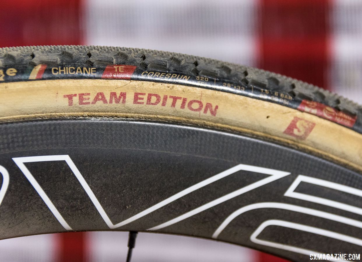 Rochette ran Roval CLX 50 disc tubulars with Challenge Chicane file treads. Maghalie Rochette's winning Specialized Crux. RenoCross 2018. © C. Lee / Cyclocross Magazine