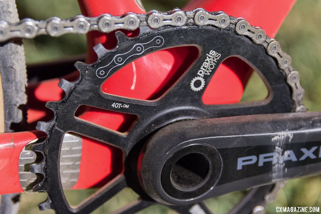 Rochette used a 40t chainring on her 1x drivetrain. Maghalie Rochette's winning Specialized Crux. RenoCross 2018. © C. Lee / Cyclocross Magazine