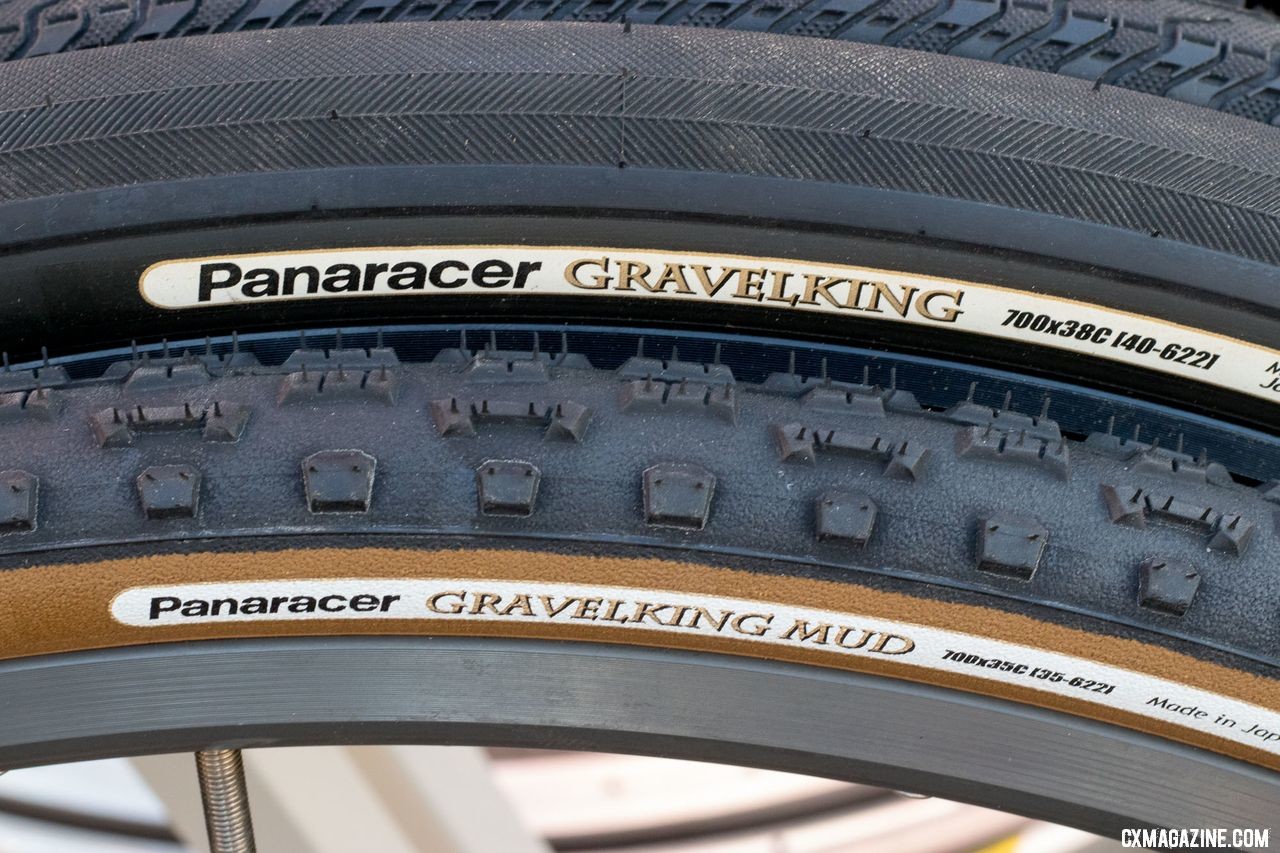 Panaracer has changed its labeled widths due to wider rims, but not the actual casing width. All gravel tires come in two sidewall colors. New Panaracer cyclocross and gravel tires from 2018 Interbike. © Cyclocross Magazine