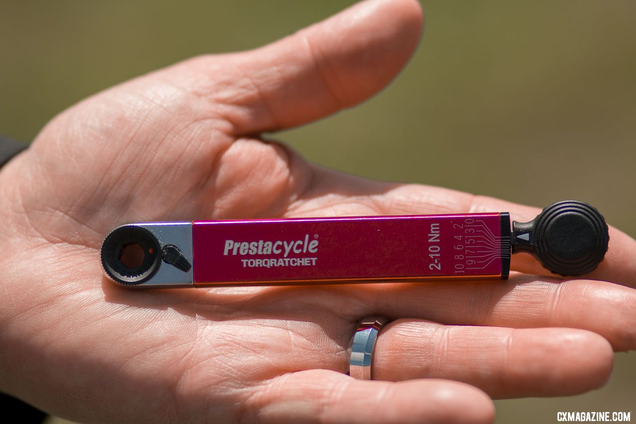 The TorqRatchet is a Prestacycle's own version of the tool. It comes with 20 bits of a lower grade tool steel and retails for $59.99. © Cyclocross Magazine