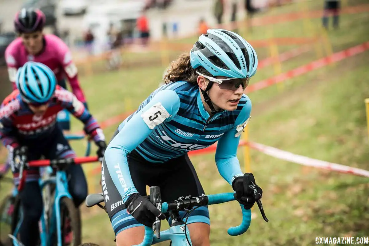 Emma Swartz took her turn at the front of the lead group. 2018 Major Taylor Cross Cup Day 2. © Mike Almert, Action Images Indy