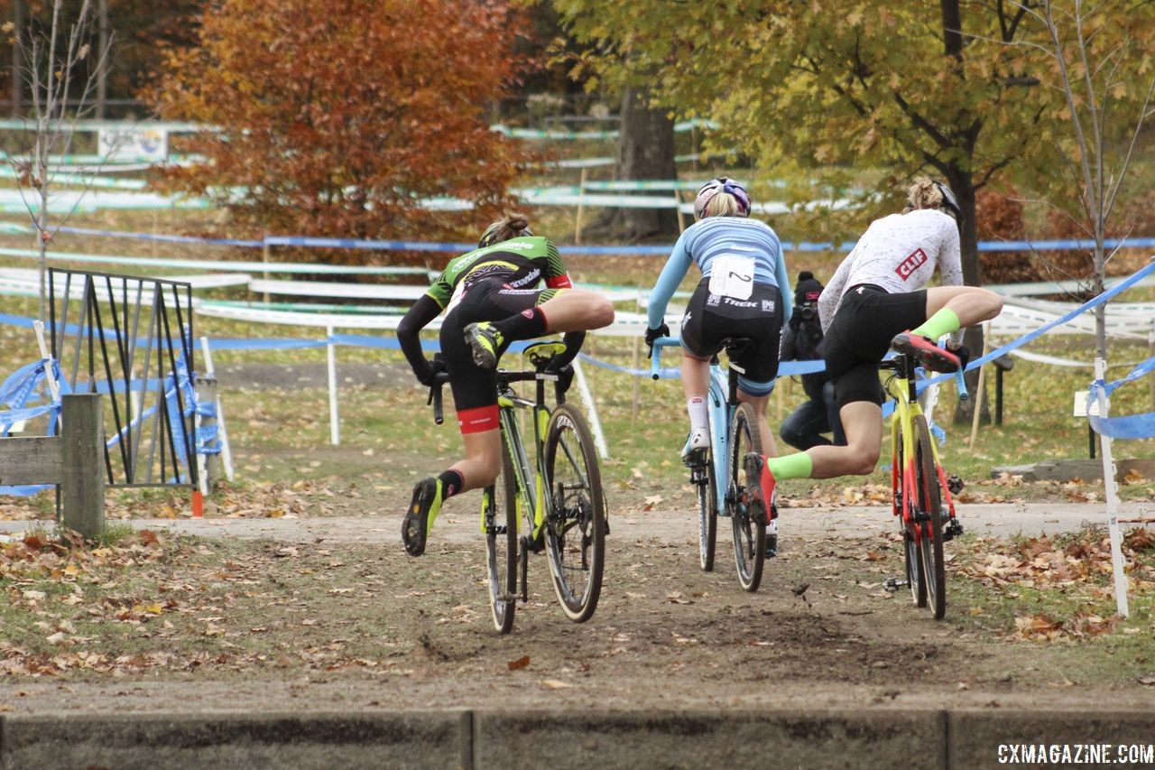 Noble, Keough and Rochette quickly went to the front of the race. 2018 Pan-American Cyclocross Championships, Midland, Ontario. © Z. Schuster / Cyclocross Magazine