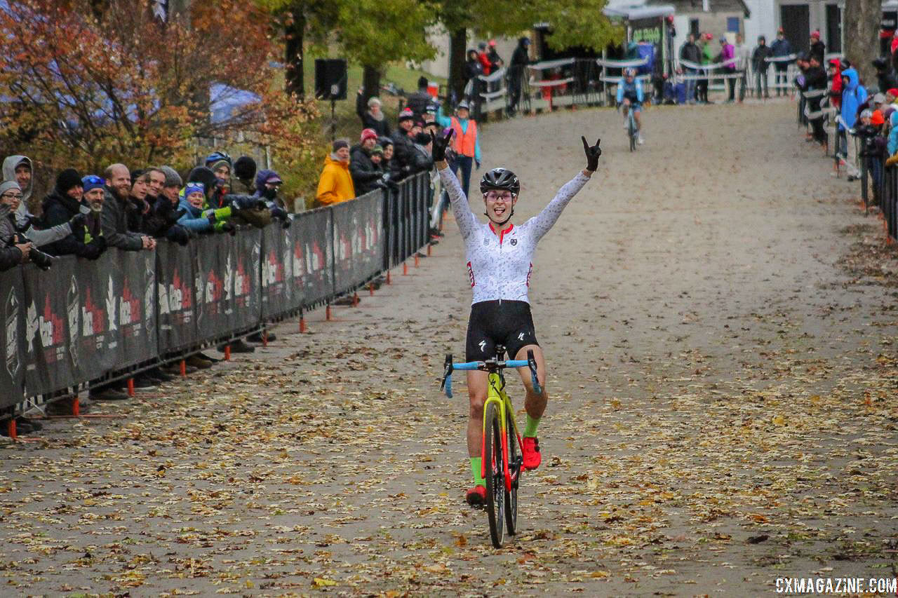 Rochette knows she needs to bring her A-game if she wants to celebrate again on Sunday. 2018 Pan-American Cyclocross Championships, Midland, Ontario. © Z. Schuster / Cyclocross Magazine