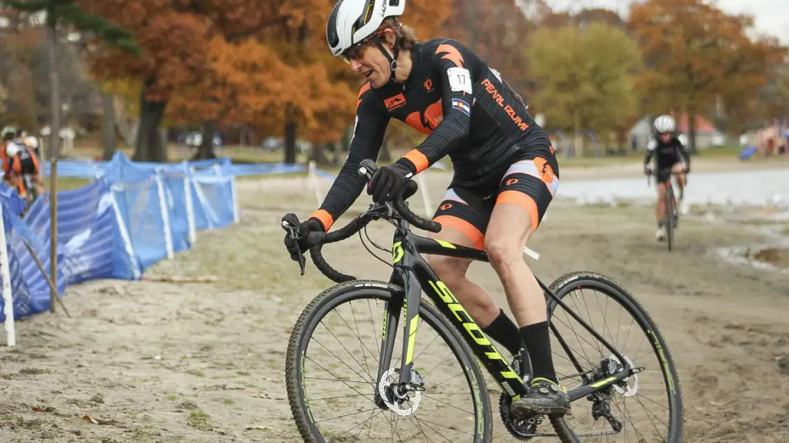 Corey Coogan Cisek rides the sand. 2018 Pan-American Cyclocross Championships, Midland, Ontario. © Z. Schuster / Cyclocross Magazine