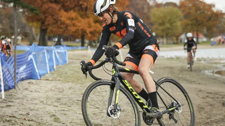 Corey Coogan Cisek rides the sand. 2018 Pan-American Cyclocross Championships, Midland, Ontario. © Z. Schuster / Cyclocross Magazine