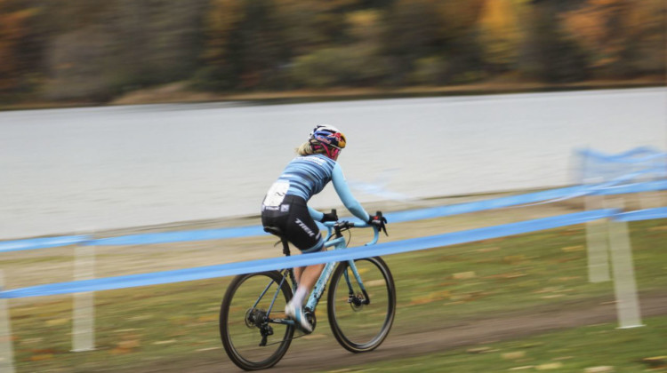 Ellen Noble saw a lot of open space in front of her on Saturday. 2018 Silver Goose Cyclocross UCI C2 © Z. Schuster / Cyclocross Magazine