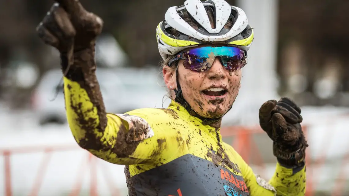 Rebecca Fahringer was muddy but happy after Sunday's race. 2018 Rockland County Supercross Cup Day 2. © Angelica Dixon