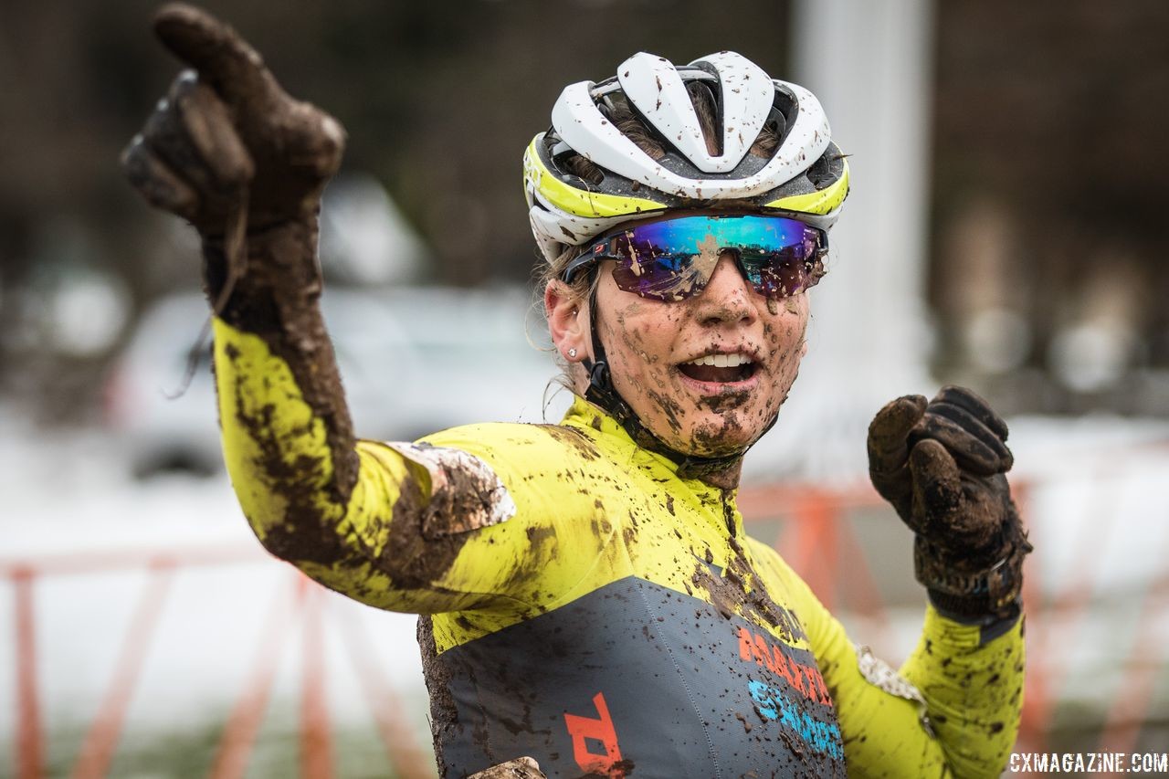 Rebecca Fahringer was muddy but happy after Sunday's race. 2018 Rockland County Supercross Cup Day 2. © Angelica Dixon