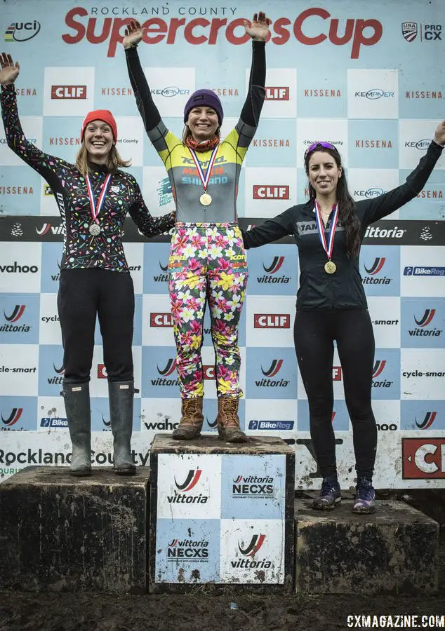 Women's podium: Rebecca Fahringer, Ruby West and Jane Rossi. 2018 Rockland County Supercross Cup Day 2. © Angelica Dixon
