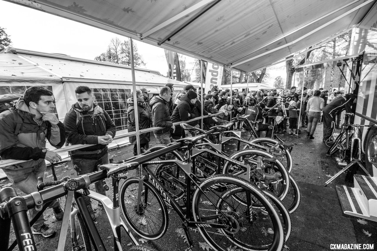 The Van der Poel family, their bikes and their fans command the biggest presence at the Superprestige Gavere. © A. Yee / Cyclocross Magazine