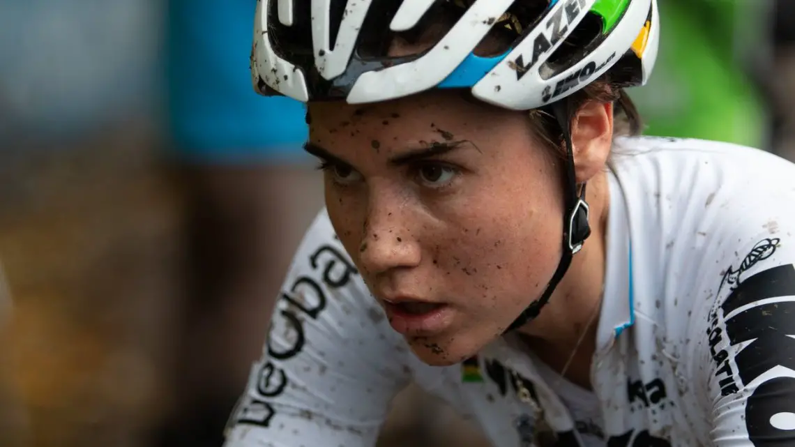 Sanne Cant after a full day's work. 2018 Superprestige Gavere Women. © A. Yee / Cyclocross Magazine