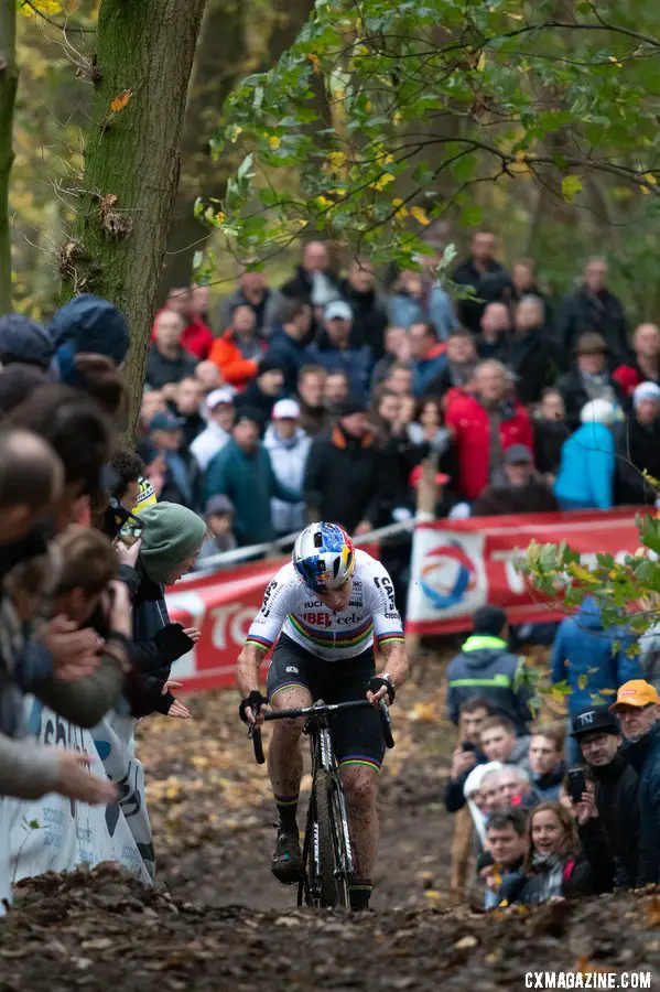 Wout van Aert had a tough day but rejoined Toon Aerts in the battle for second. 2018 Superprestige Gavere Men. © A. Yee / Cyclocross Magazine