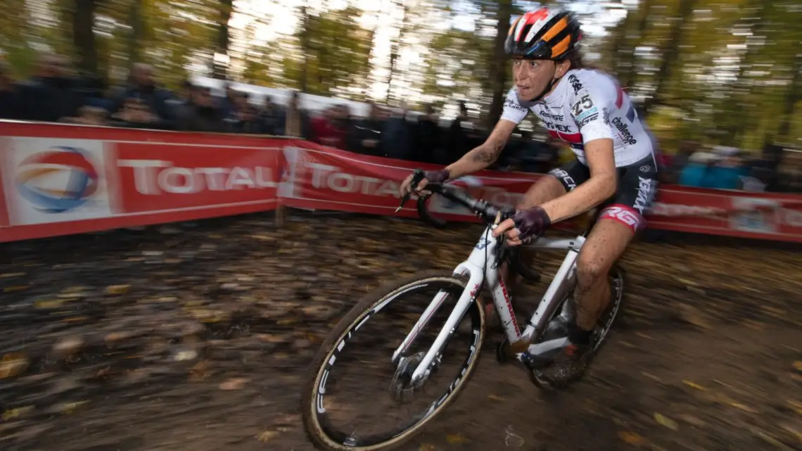 Helen Wyman had a strong last lap to finish fifth. 2018 Superprestige Gavere. © A. Yee / Cyclocross Magazine