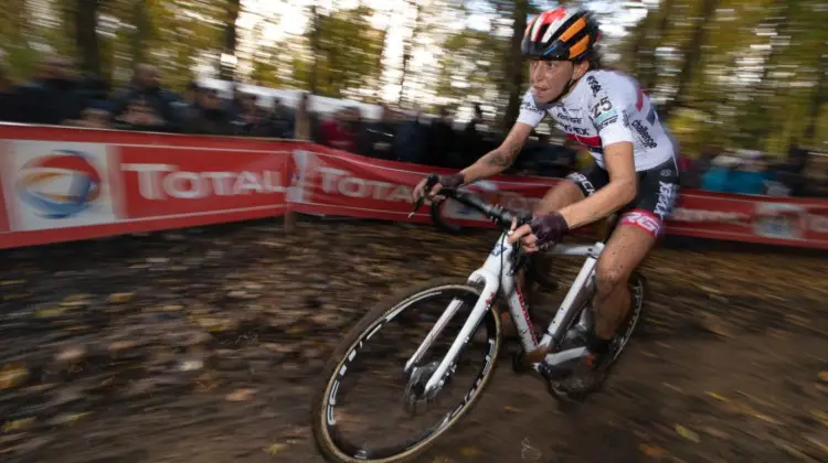 Helen Wyman had a strong last lap to finish fifth. 2018 Superprestige Gavere. © A. Yee / Cyclocross Magazine