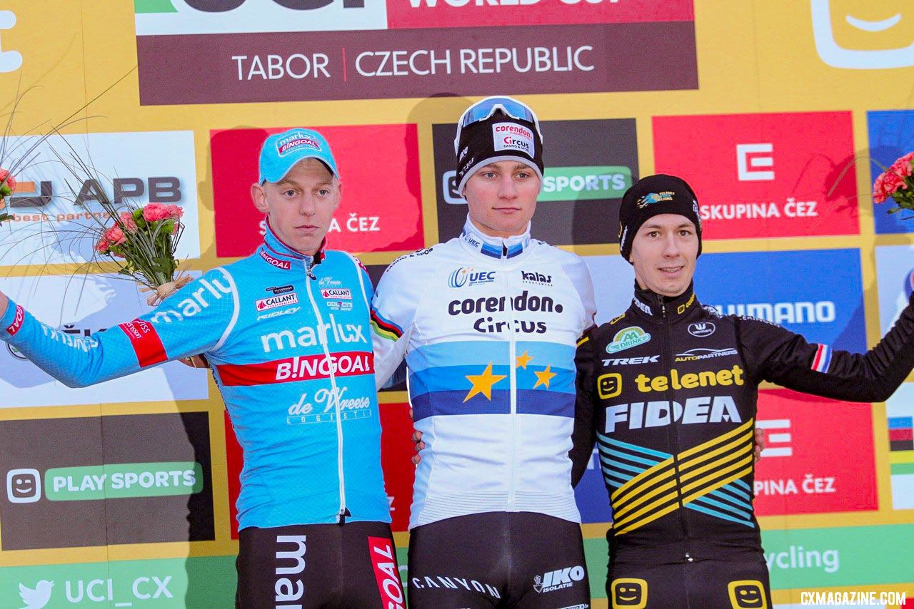 Get in the Van v2: Vanthourenhout, Van der Poel and Van der Haar. 2018 Tabor UCI Cyclocross World Cup, Elite Men. © Bart Hazen / Cyclocross Magazine