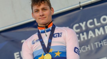 Mathieu van der Poel retains the Euro jersey for another year. 2018 European Cyclocross Championships, Rosmalen, Netherlands. © B. Hazen / Cyclocross Magazine
