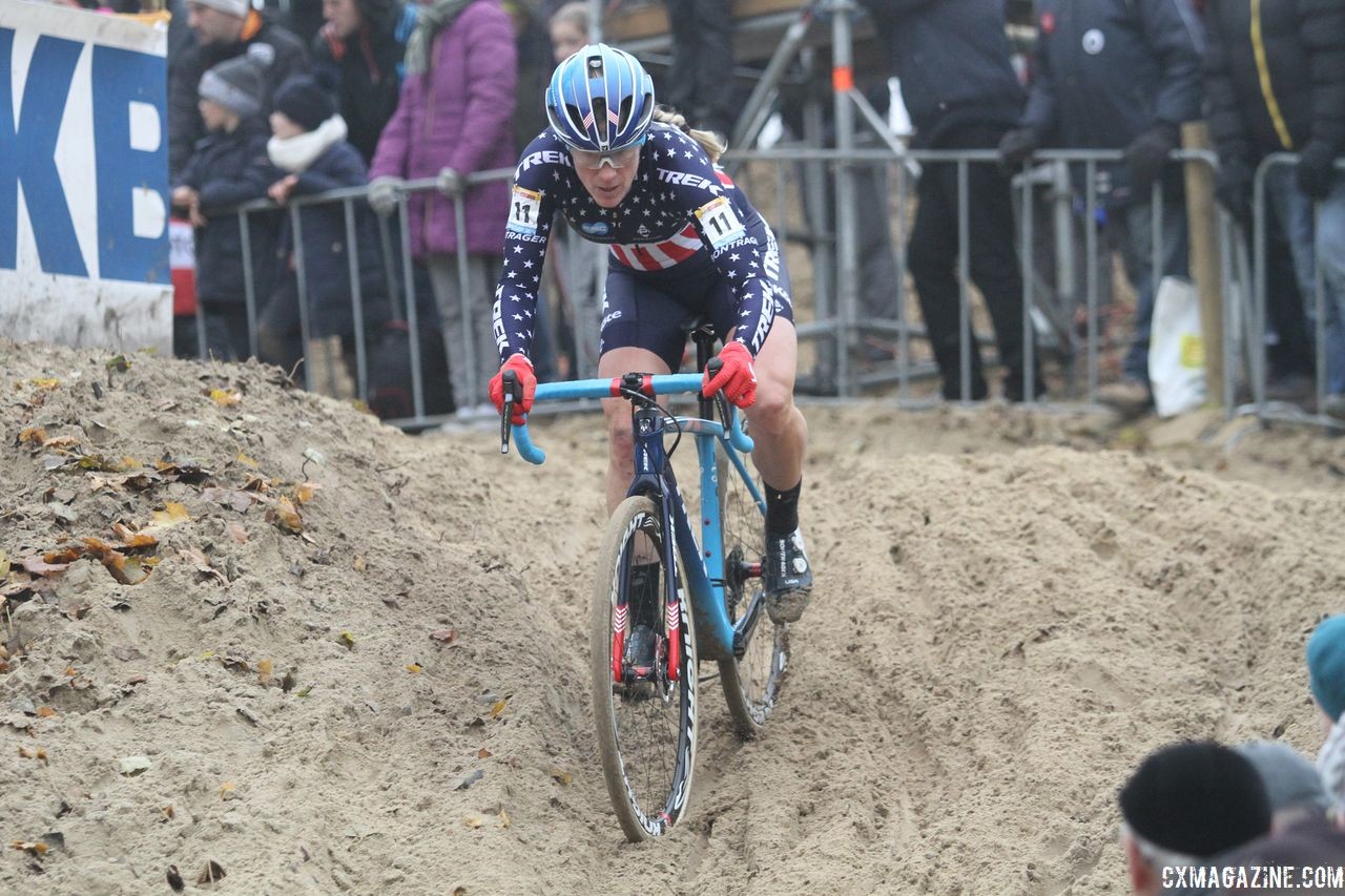 Katie Compton started fast and finished 13th. 2018 World Cup Koksijde. © B. Hazen / Cyclocross Magazine