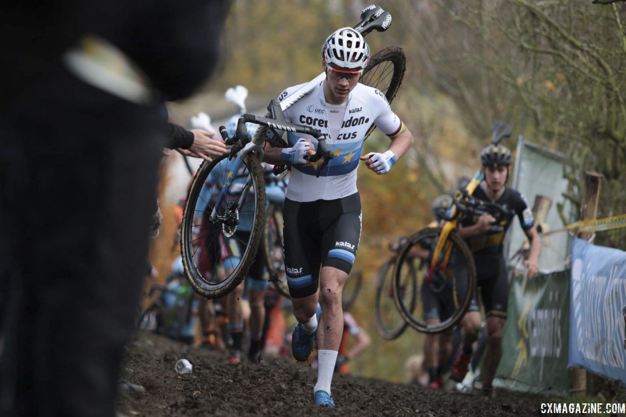 Van der Poel got out to a very fast start on Sunday. 2018 Superprestige Gavere. © A. Yee / Cyclocross Magazine