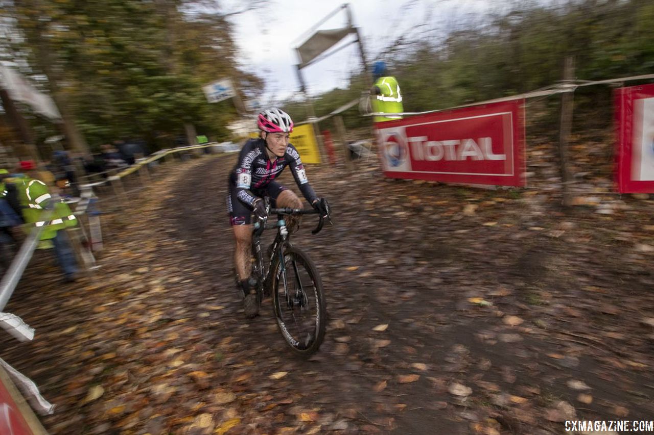Elle Anderson finished 19th on Sunday. 2018 Superprestige Gavere. © A. Yee / Cyclocross Magazine