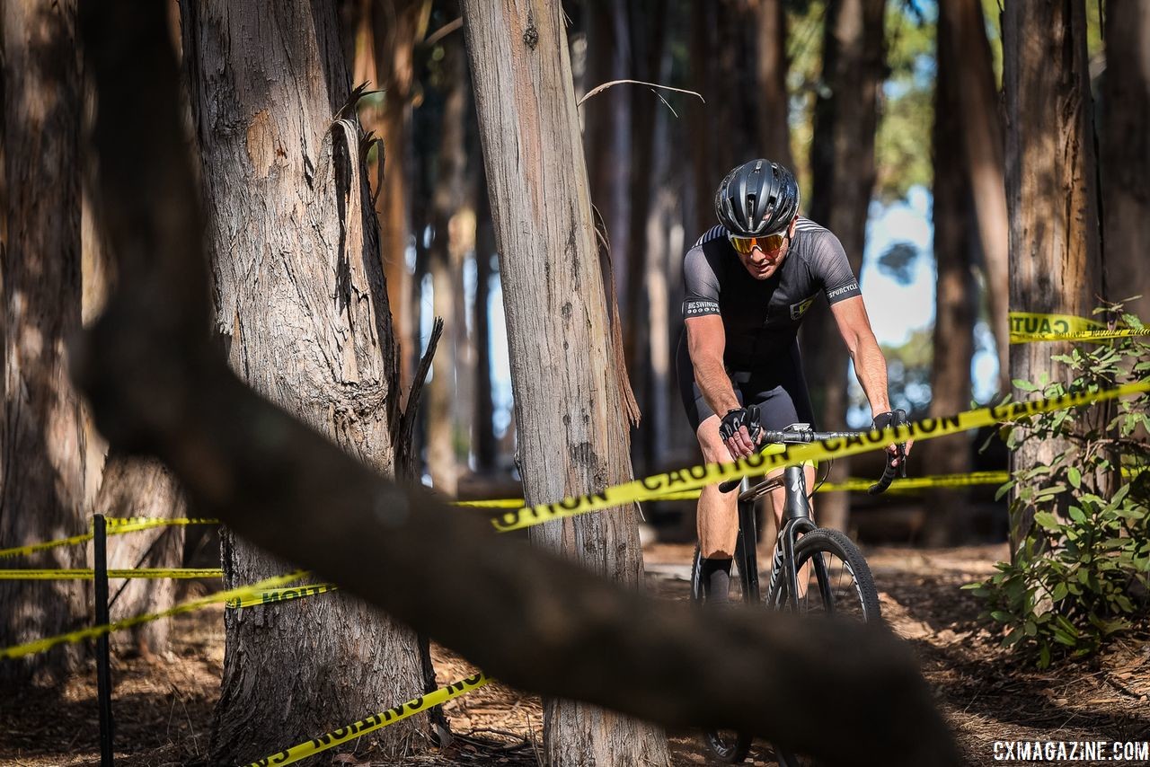 Part of the course included a maze of trees. 2018 Coyote Point Cyclocross Race 1, San Mateo, California. © J. Vander Stucken / Cyclocross Magazine