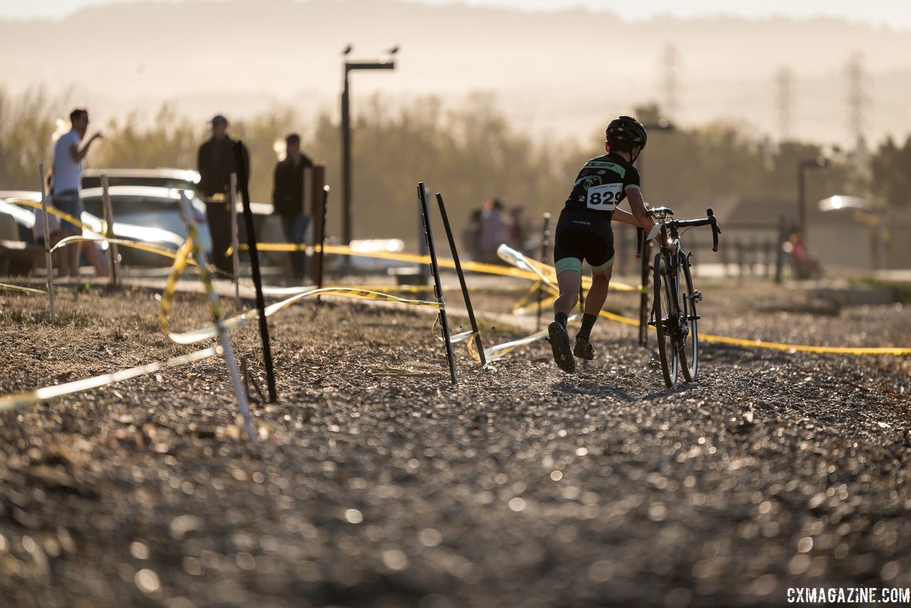 Dan English won the Men B race. 2018 Coyote Point Cyclocross Race 1, San Mateo, California. © J. Vander Stucken / Cyclocross Magazine