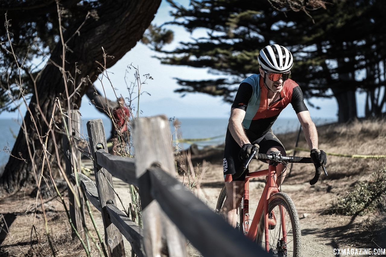 Riders got a nice view of the Pacific Ocean during their races, not that they had much time to enjoy the beauty. 2018 Coyote Point Cyclocross Race 1, San Mateo, California. © J. Vander Stucken / Cyclocross Magazine