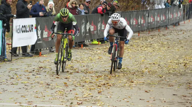 White edged Van den Ham in the sprint. 2018 Pan-American Cyclocross Championships, Midland, Ontario. © Z. Schuster / Cyclocross Magazine