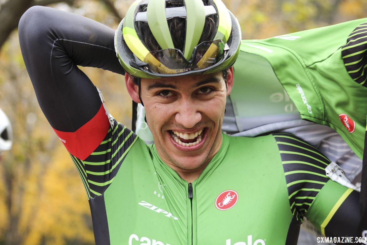 Curtis White was all smites after winning Pan-Ams. 2018 Pan-American Cyclocross Championships, Midland, Ontario. © Z. Schuster / Cyclocross Magazine