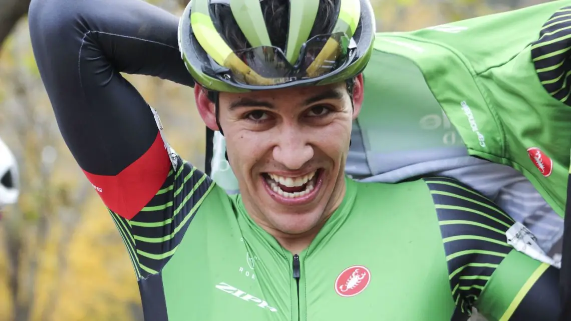 Curtis White was all smites after winning Pan-Ams. 2018 Pan-American Cyclocross Championships, Midland, Ontario. © Z. Schuster / Cyclocross Magazine